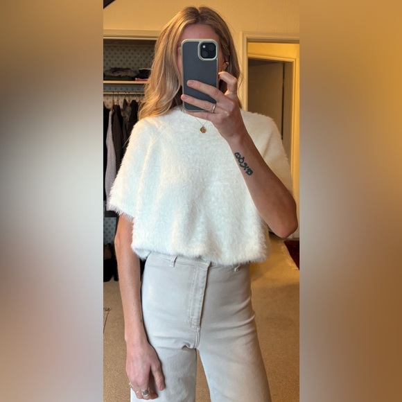 Anthropologie Pilcro Plush Fuzzy Warm White Eyelash Baby Soft Knit Sweater Shirt - Picture 3 of 11